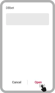 Tap Open to start using the DBBet app