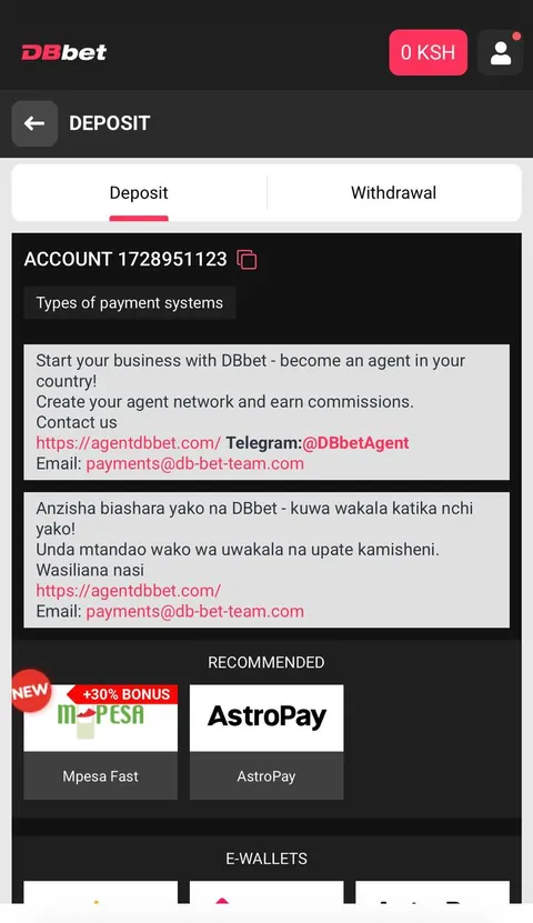 Open Deposit and choose M-Pesa Fast
